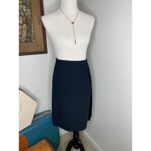 Vintage GAP Navy Pencil Skirt Satin Side Panel Lined Back Zip Size 0